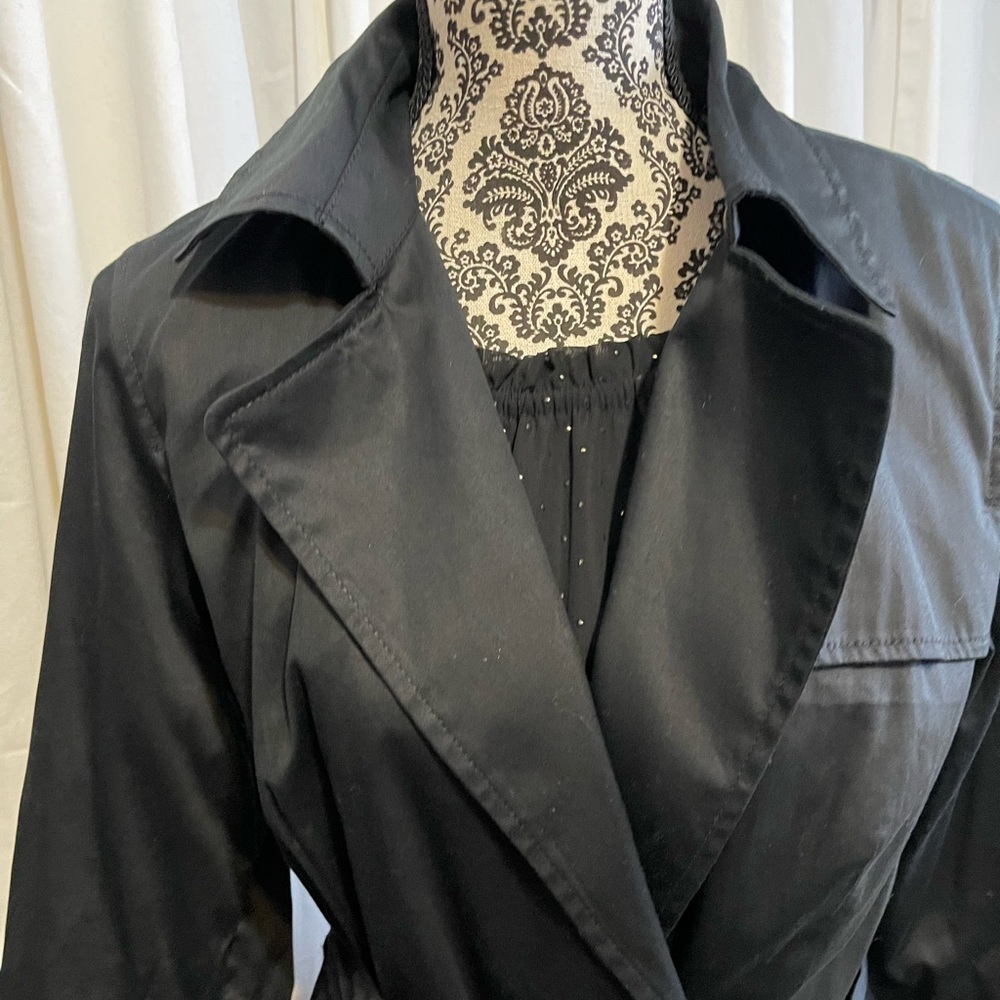 Ann Taylor Trench Coat Size 10 Black Jacket